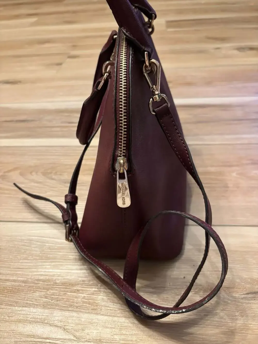 Michael Kors Saffiano Leather Medium Dome Satchel Crossbody Bag